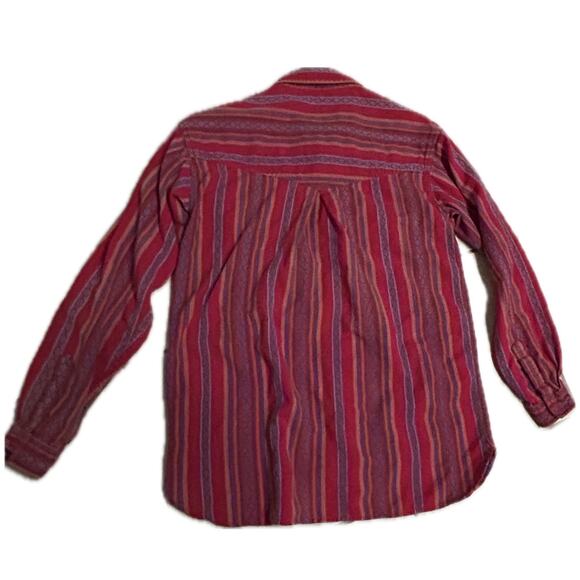 Vintage 1990s Red Cotton Stripe Button up Shirt made in India / Small - Picture 4 of 5